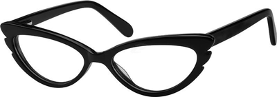 Black cat-eye eyeglasses with a sleek and smooth frame design.