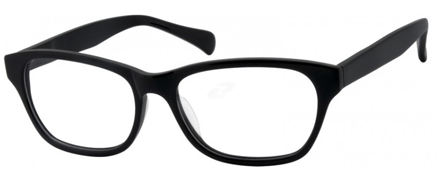 Black rectangular eyeglass frames with clear lenses