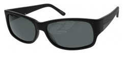 Black rectangular sunglasses with dark lenses and a matte finish.