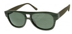 Dark green sunglasses with a rectangular frame and dark tinted lenses.