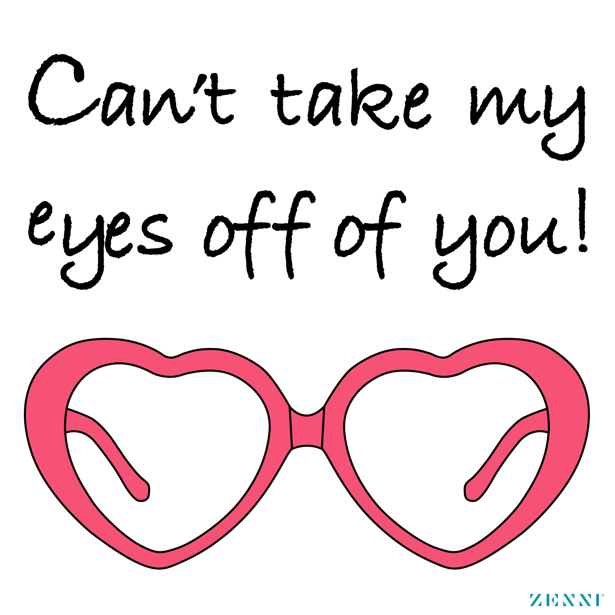 Can&#039;t take my eyes off of you! Pink heart-shaped glasses. Zenni.