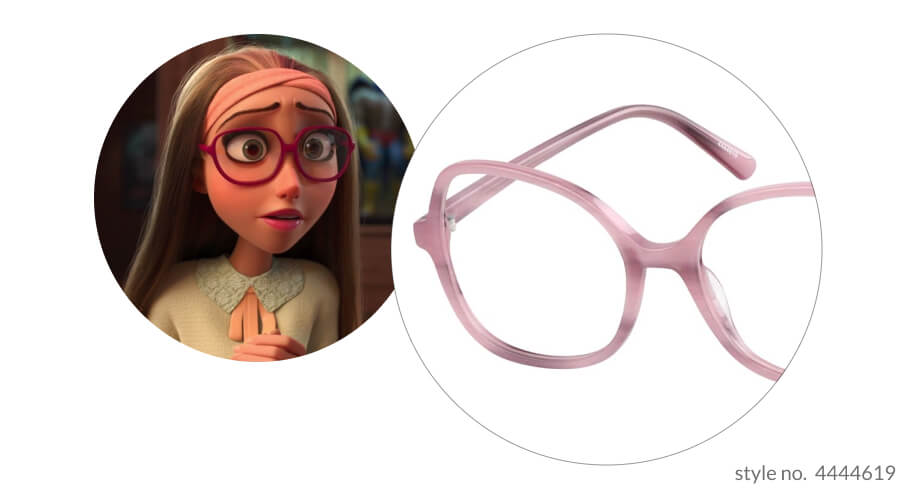 Pink eyeglasses with round frames, style no. 4444619.