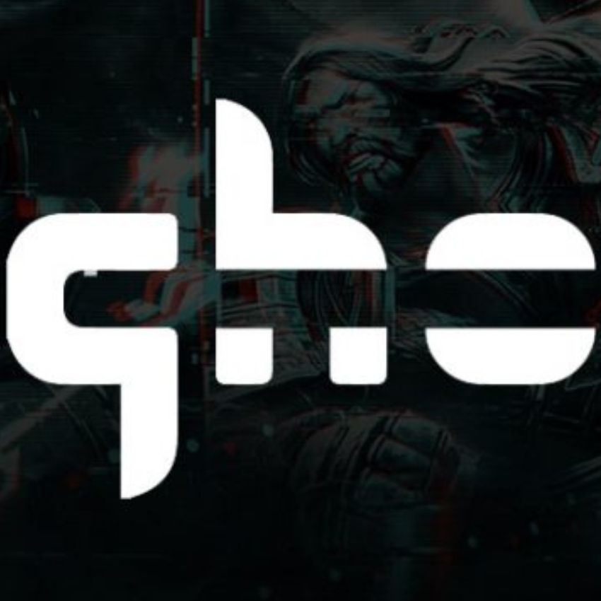 gho logo on a dark background with abstract patterns and a faint figure.