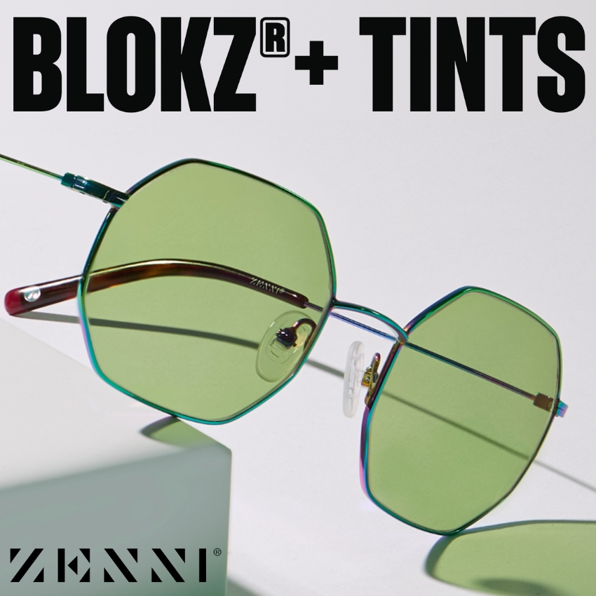 BLOKZ® + TINTS green-tinted eyeglasses by ZENNI.