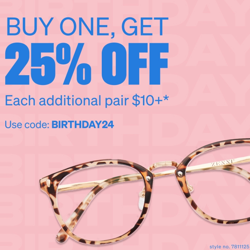 Buy one, get 25% off. Each additional pair $10+. Use code: BIRTHDAY24. Style no. 7811125.