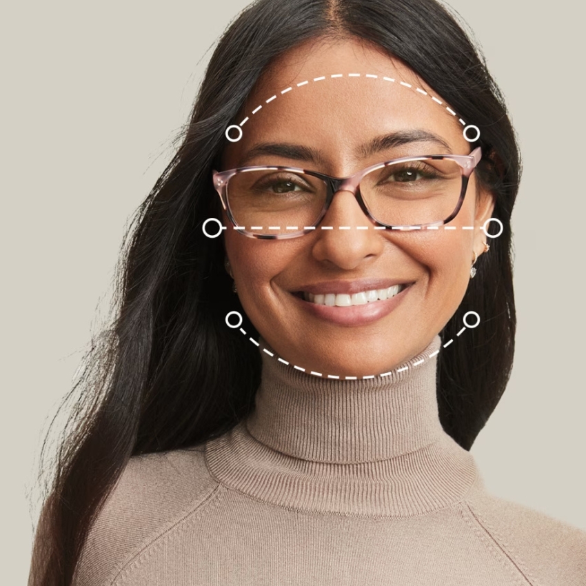 Face measurement guide for eyeglasses fitting.