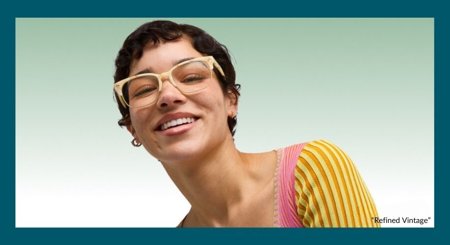 Woman wearing browline glasses
