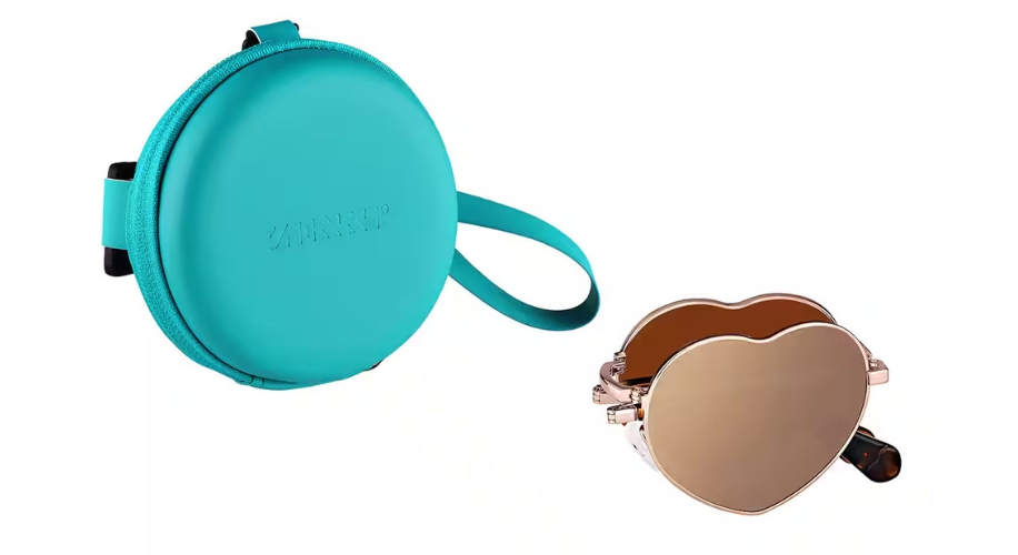 Heart foldable sunglasses with case