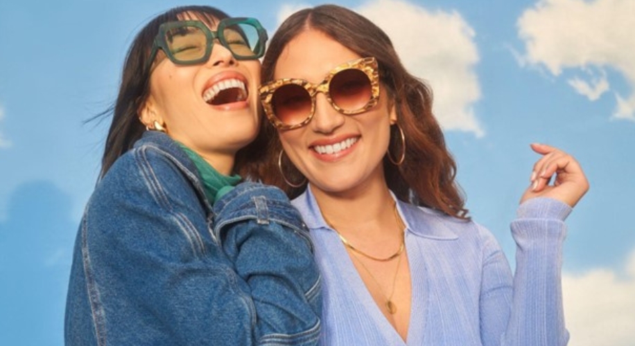 Two people wearing stylish sunglasses