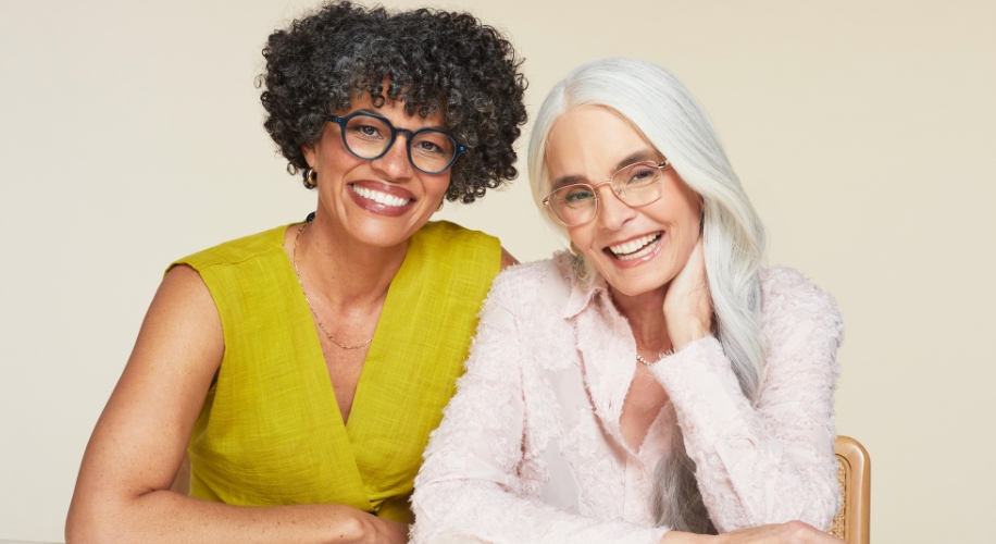 Two women wearing glasses