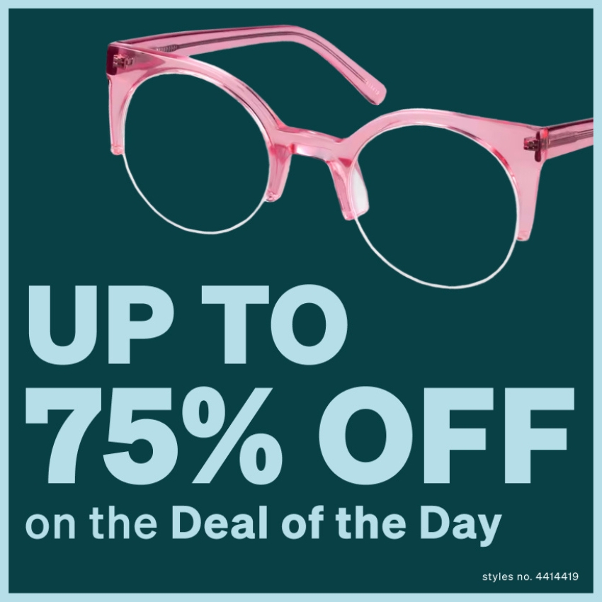 Pink round-frame glasses. "UP TO 75% OFF on the Deal of the Day". Style no. 4414419.