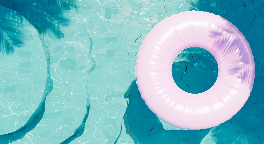 Pool with pink float