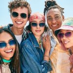 Group of friends wearing tinted lenses