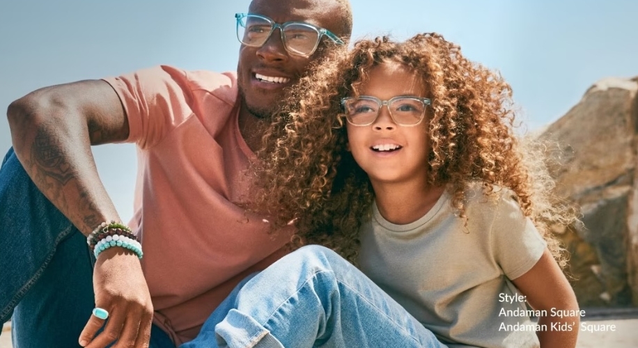 Man and child wearing eyeglasses. Style: Andaman Square, Andaman Kids&#039; Square