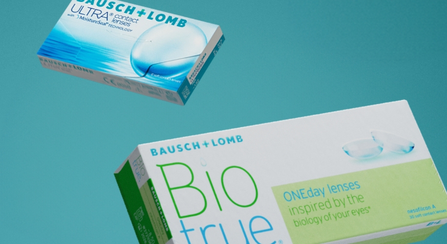 BAUSCH + LOMB ULTRA contact lenses with MoistureSeal technology and BAUSCH + LOMB Bio true ONEday lenses.