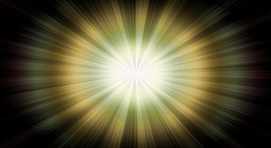 Bright radial burst pattern with yellow and green tones emanating from the center.