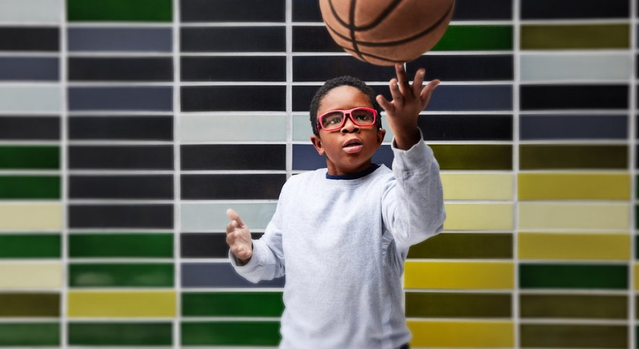 Boy playing basketball