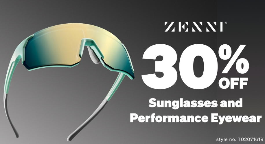 ZENNI 30% OFF Sunglasses and Performance Eyewear. Style no. T02071619. Green sports sunglasses.