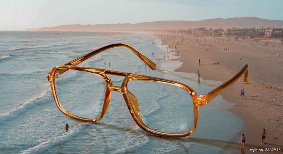 Golden eyeglasses with a retro design. Text in image: &quot;style no. 2332915&quot;.