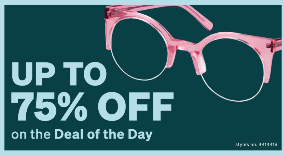 Pink eyeglasses frame; Up to 75% OFF on the Deal of the Day; styles no. 4414419.