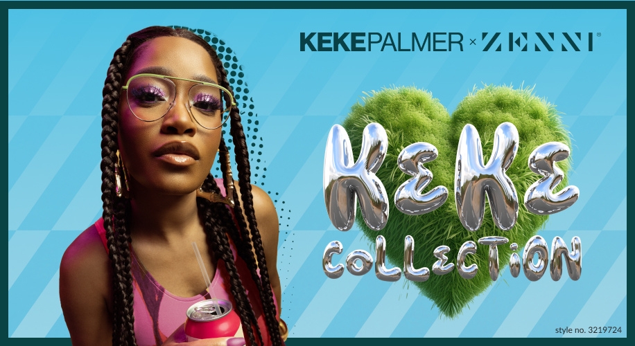 KEKE PALMER x ZENNI. KEKE Collection. Style no. 3219724. Woman with braids wearing stylish glasses.