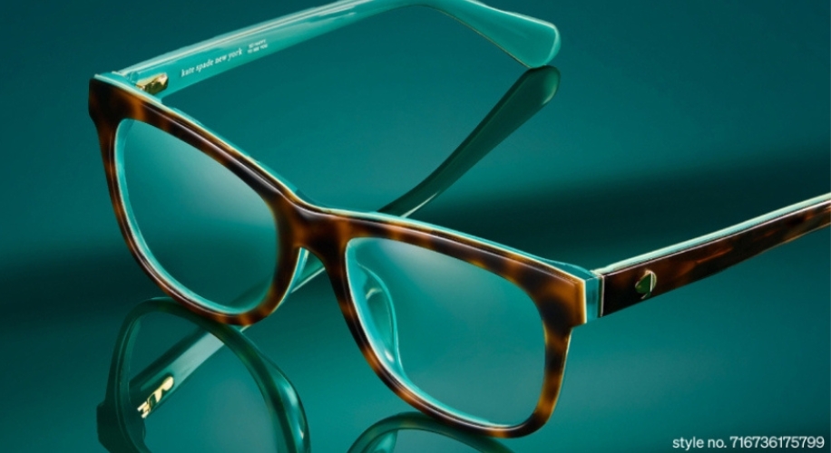 Tortoiseshell glasses with teal arms; kate spade new york on inside, style no. 716736175799.