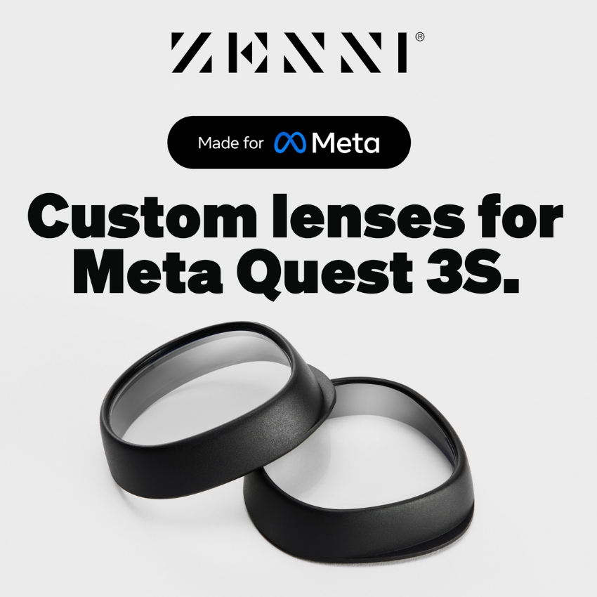 Zenni custom lenses for Meta Quest 3S. Made for Meta.