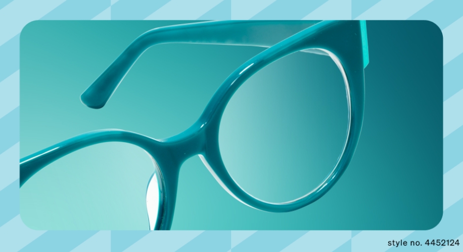 Turquoise eyeglasses frame, rounded lenses, style no. 4452124.