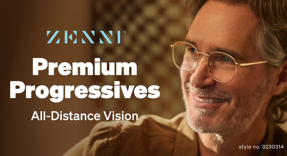 Zenni Premium Progressives, All-Distance Vision, style no. 3230314.