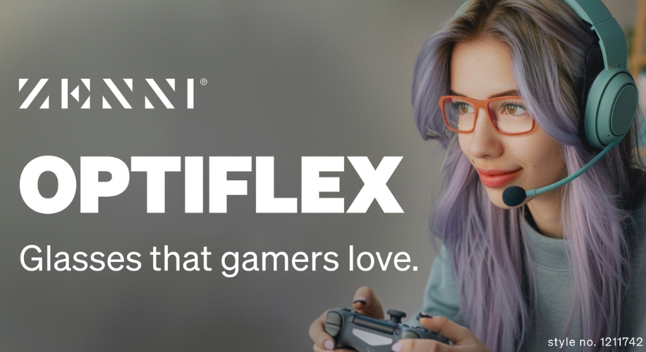 ZENNI OPTIFLEX. Glasses that gamers love. Style no. 1211742.