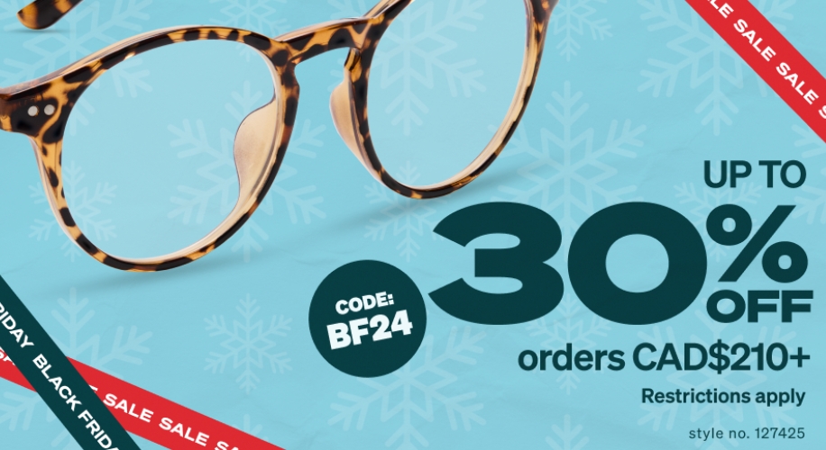 Tortoiseshell glasses, code: BF24, up to 30% off orders CAD$210+, restrictions apply, style no. 127425.