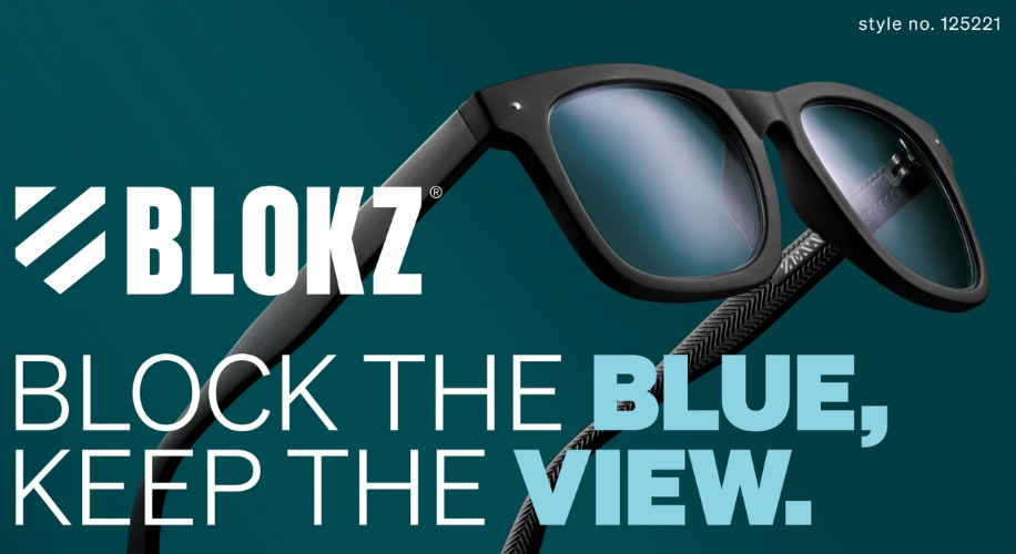 Blokz sunglasses, &quot;Block the Blue, Keep the View.&quot; Style no. 125221.