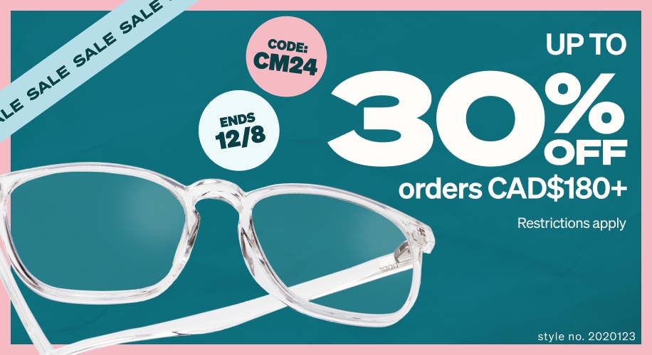 Up to 30% off orders CAD$180+, code CM24, ends 12/8. Restrictions apply. Style no. 2020123. Glasses.